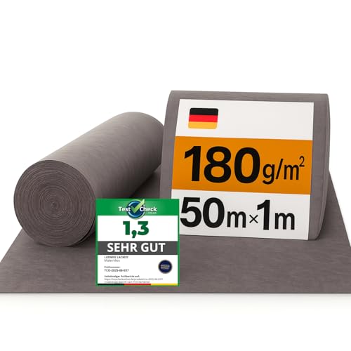 Ludwig Lacke® Malervlies [1 x 50 m] – Abdeckvlies & Abdeckfolie für Malerarbeiten – rutschfest & saugstark – Bodenabdeckung für Renovierung, Umzug - Malerrolle von LudwigLacke