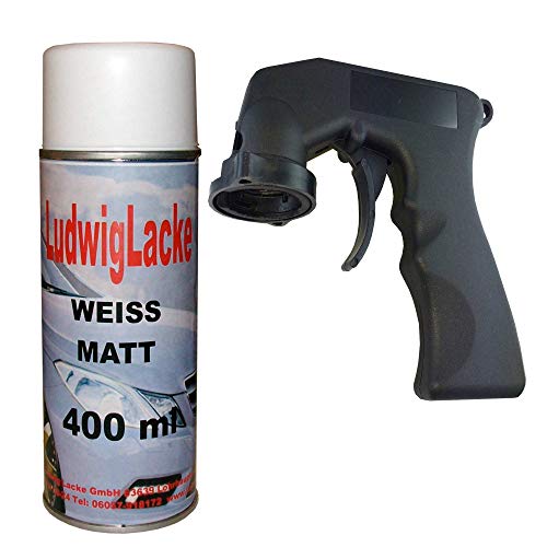 LudwigLacke Lackspray Weiss matt 1 x 400 ml + Haltegriff von LudwigLacke