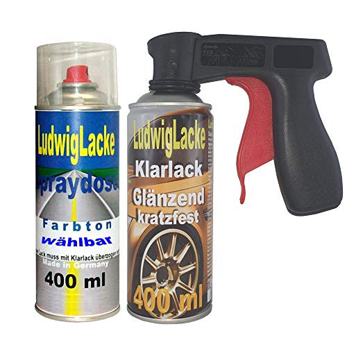 LudwigLacke Spray Set für Audi Misanorot LZ3M 400ml Lack+400ml Klarlack + Griff von Ludwiglacke
