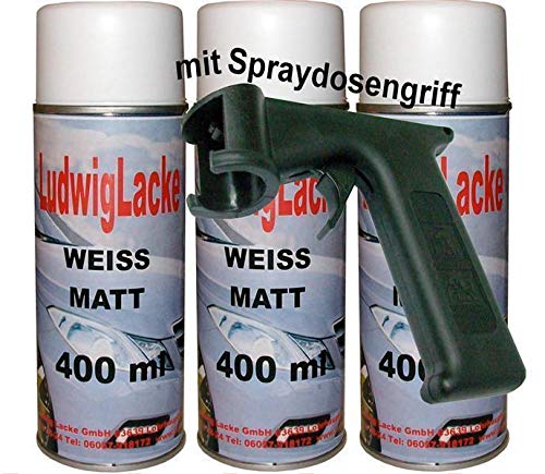 LudwigLacke Weiss matt 3 Spraydosen AUTOLACK 400ml mit Haltegriff für bequemes Arbeiten LudwigLacke Weiss matt 3 Spraydosen AUTOLACK 400ml mit Haltegriff für bequemes Arbeiten von LudwigLacke