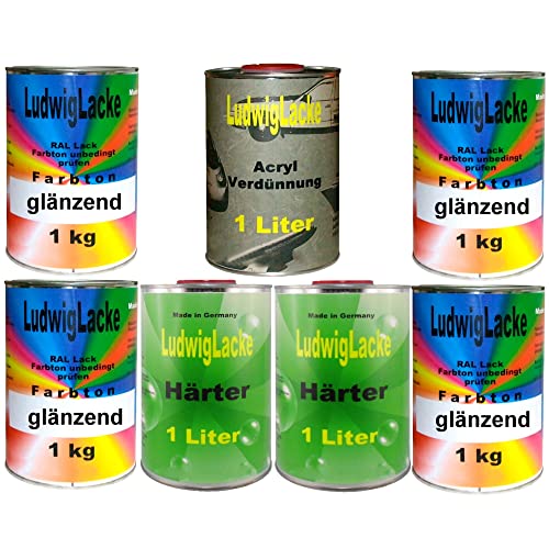 LudwigLacke 7 kg Set Autolack mit Härter RAL 9003 Signalweiss von LudwigLacke