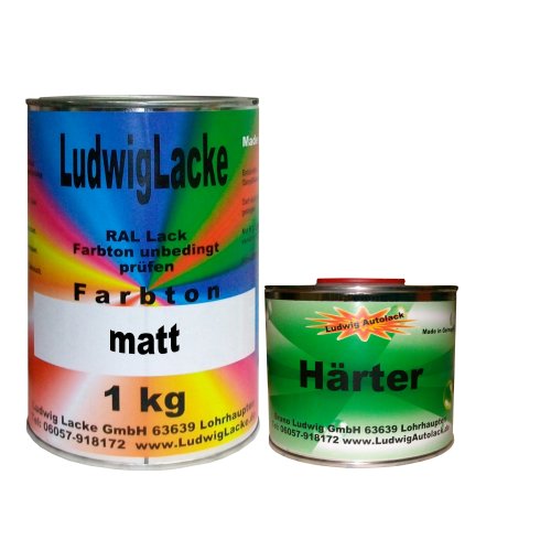 Ludwiglacke 1,5 kg Set Lack mit Härter matt RAL 7022 Umbragrau von Ludwiglacke