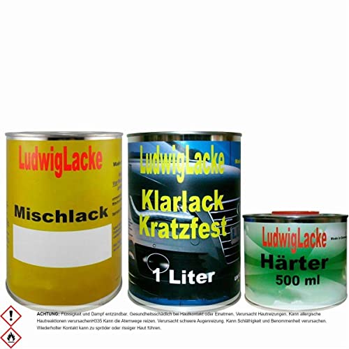 Ludwiglacke 2,5 Liter Lackset in Lago LY6Z für Audi * 1 Liter Basislack, 1Liter 2K Klarlack + 0,5 Liter Härter von Ludwiglacke