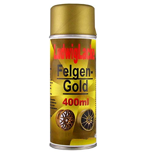 LudwigLacke Felgengold 1 Spraydose 400ml Felgenlack für Autolack Lackierer + Haltegriff von LudwigLacke