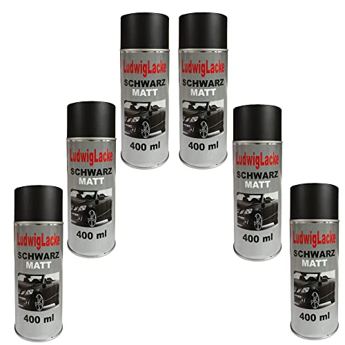 LudwigLacke Schwarz matt 6 Spraydosen Autolack schwarz matt je 400ml – hochwertiger Acryllack für Metall, Holz, Kunststoff & viele Oberflächen – schnell trocknend & kratzfest LudwigLacke Schwarz matt 6 Spraydosen Autolack schwarz matt je 400ml – hochwertiger Acryllack für Metall, Holz, Kunststoff & viele Oberflächen – schnell trocknend & kratzfest von LudwigLacke
