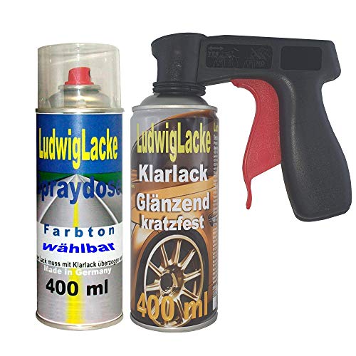 Ludwiglacke Sprayset passend für Opel Ardenblau 291 400ml Lack+400ml Klarlack + Haltegriff von LudwigLacke