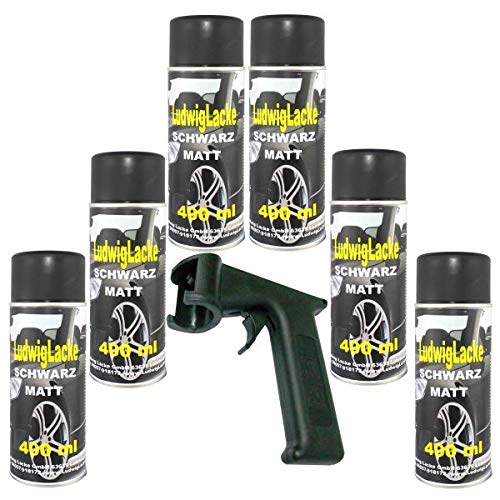 LudwigLacke Schwarz matt 6 Spraydosen Autolack je 400ml mit Spraydosengriff Haltegriff LudwigLacke Schwarz matt 6 Spraydosen Autolack je 400ml mit Spraydosengriff Haltegriff von LudwigLacke