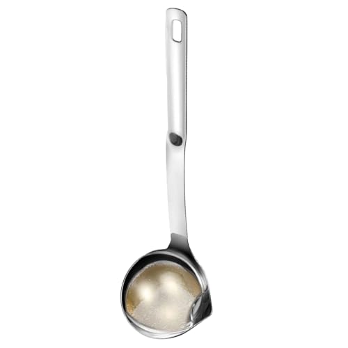 Ölabscheider Schöpflöffel, Edelstahl Suppenkelle, Ölfilterlöffel zum Servieren, Kochen, Einmachen von Lueear
