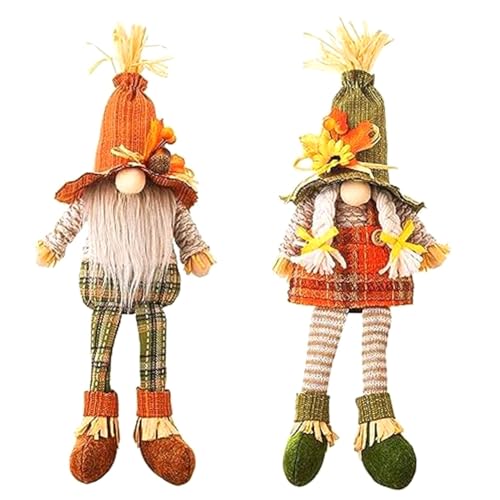 Luejnbogty 2 Stück Herbst-Dekoration aus Plüsch für Halloween-Dekorationen für Bauernhof, Herbst-Kürbis, Herbst-Dekoration, Gnome von Luejnbogty