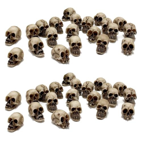 Luejnbogty 40 Stück Schädel Menschlicher Kopf Schädel Realistische Skelettschädel für Halloween-Tischdekoration von Luejnbogty