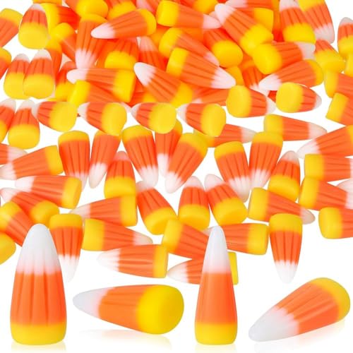 Luejnbogty 50 Stück Halloween Harz Süßigkeiten Mais Künstliche 3D Süßigkeiten Mais Perle wie abgebildet Harz Herbst Gefälschte Mais Scrapbooking Verzierungen von Luejnbogty