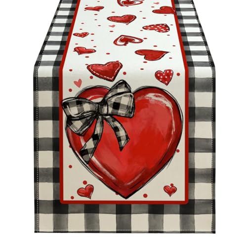 Luejnbogty Valentinstags-Dekoration, Dekoration für Bauernhof, mit Punkten in Herzform, Rot, für Küche und Esszimmer, 33 x 120 cm B von Luejnbogty