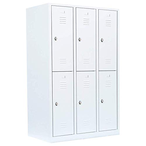 Lüllmann 6 Fächer Spind Garderobenschrank komplett montiert Kleiderspind Spindschrank 180x118,5x50cm Weiß 523237 von Lüllmann