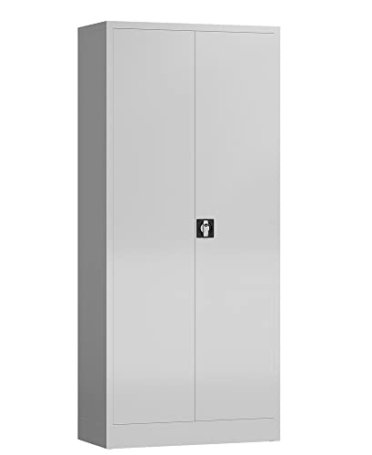 Aktenschrank Metallschrank abschließbar mit 2 Türen 4 Fachböden 1945 x 920 x 420 mm Werkzeugschrank Mehrzweckschrank(RAL 7035/7035 lichtgrau/lichtgrau) von Lüllmann