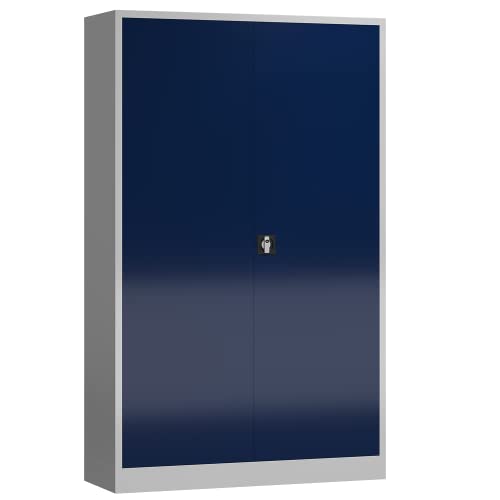 Classix Flügeltürenschrank Aktenschrank 1945 x 1200 x 600 mm (grau/blau) von Lüllmann