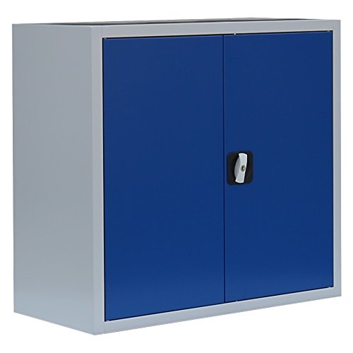 Flügeltürenschrank komplett montiert Metallschrank abschließbar blau 75x80x38cm (HxBxT) Büroschrank Aktenschrank 1 Fachboden 530301 von Lüllmann