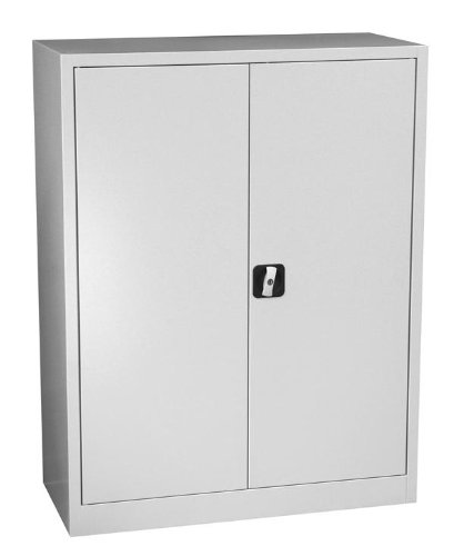 Flügeltürenschrank komplett montiert Metallschrank abschließbar grau 120x92x42cm 2 Fachböden Lagerschrank Aktenschrank 530320 von Lüllmann