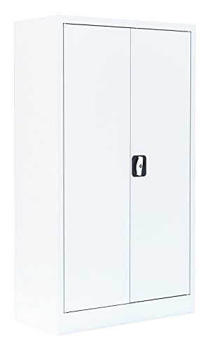 Flügeltürenschrank komplett montiert weiß Metallschrank abschließbar 120x80x38cm (HxBxT) Lagerschrank Aktenschrank 530297 von Lüllmann