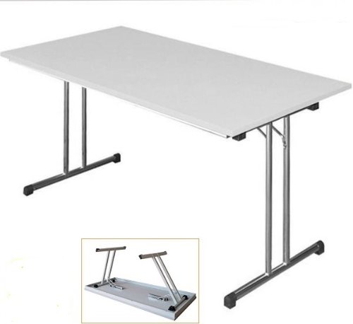 KLAPPTISCH Besprechungstisch Kantinentisch Verkaufstisch Schreibtisch 160x80 Platte Lichtgrau/Stahl-Gestell chrom 350620 von Lüllmann