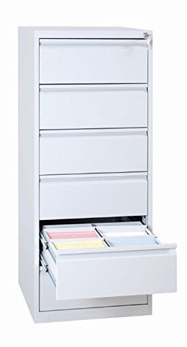 Lüllmann Karteischrank komplett montiert 6 Schubladen Karteikartenschrank DIN A5 132x53x62cm (HxBxT) quer zweibahnig grau 565620 von Lüllmann