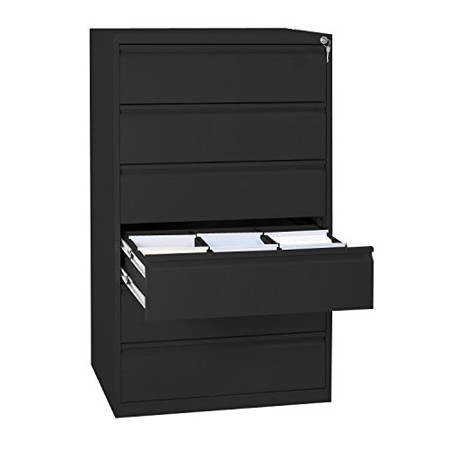 Lüllmann Karteischrank komplett montiert Karteikartenschrank DIN A5 quer dreibahnig 6 Schubladen 132x76x62cm Schwarz 565639 von Lüllmann