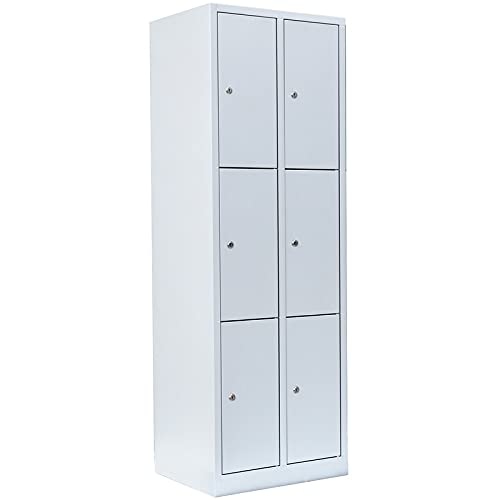Lüllmann 6 Fächer Schließfachschrank komplett montiert grau 180x60x50cm (HxBxT) Wertfachschrank Fächerschrank Spind Umkleideschrank 520320 von Lüllmann
