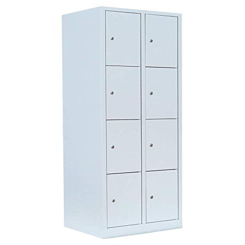 Lüllmann 8 Fächer Schließfachschrank komplett montiert grau 180x80x50cm Wertfachschrank Fächerschrank Spind Umkleideschrank 523420 von Lüllmann