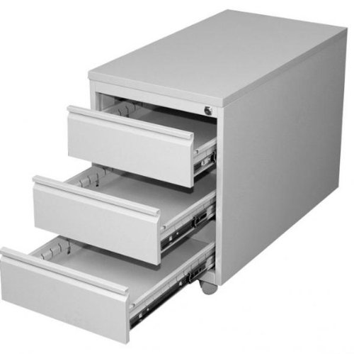 Lüllmann Büro Rollcontainer komplett montiert 3 Schubladen grau 62x46x79cm (HxBxT) Zentralzylinderschloss Bürocontainer 505800 von Lüllmann
