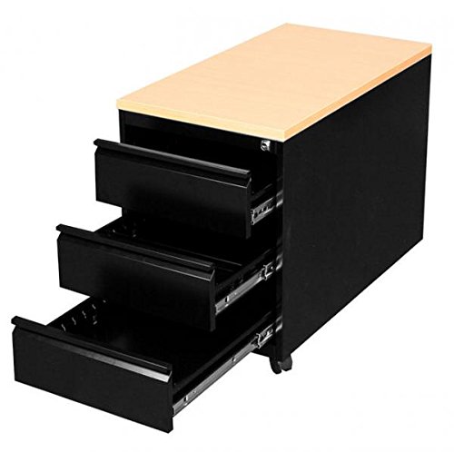 Lüllmann Büro Rollcontainer komplett montiert 3 Schubladen schwarz/buche 62x46x79cm (H x B x T) Schrank Bürocontainer 505801 von Lüllmann