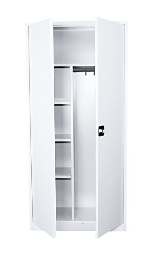 Lüllmann Mehrzweckschrank Spind Spindschrank abschließbar 180x80x38cm (RAL 9003 Signalweiß) von Lüllmann