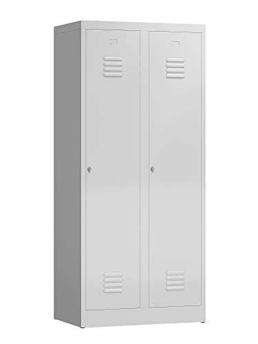 Lüllmann SPIND SPINT voll verschweißt Komfort Stahl-Kleiderschrank Gaderobenschrank 2 türig Doppel-Spind 400mm Lichtgrau 515120 (RAL 9003 signalweiß) von Lüllmann