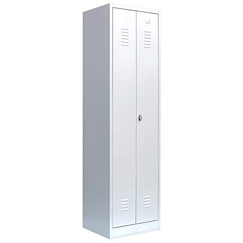 Lüllmann Spind Stahl Kleiderschrank Spindschrank 2 Abteile Türen mittig schließend 1800 x 590 x 500 mm grau X-510420 von Lüllmann