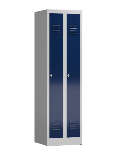 Lüllmann Spind komplett montiert grau/blau 180x50x50cm Stahl-Spindschrank Kleiderspind Gaderobenschrank 2 türig Spint X-510101 von Lüllmann