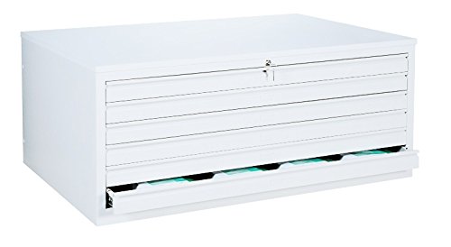 Lüllmann Zeichnungsschrank DIN A0 weiß komplett montiert 605x1405x955mm (HxBxT) Flachablageschrank Grafikschrank Planschrank Architektenschrank 6 Schubladen Stahl 565317 Signalweiß von Lüllmann