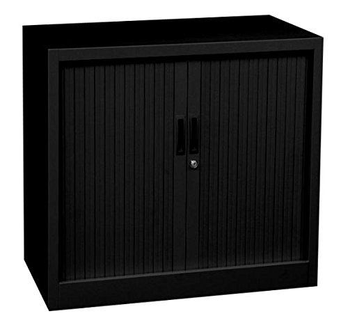Querrollladenschrank komplett montiert Sideboard 80cm breit Stahl Büro Aktenschrank schwarz 555081(HxBxT) 750 x 800 x 460 mm von Lüllmann