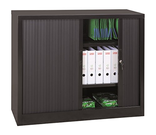 Querrollladenschrank komplett montiert Sideboard schwarz 135x120x46cm (HxBxT) Stahl Büro Aktenschrank Rollladenschrank 555149 von Lüllmann