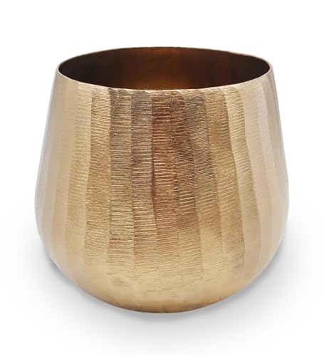 Messing gehämmerter Übertopf für Pflanzen und Sukkulenten – modern, Vintage, Mitte des Jahrhunderts modern – goldfarben, dekorativer runder Metall-Blumentopfhalter für Wohnzimmer, Küche, Büro Messing gehämmerter Übertopf für Pflanzen und Sukkulenten – modern, Vintage, Mitte des Jahrhunderts modern – goldfarben, dekorativer runder Metall-Blumentopfhalter für Wohnzimmer, Küche, Büro von Luene