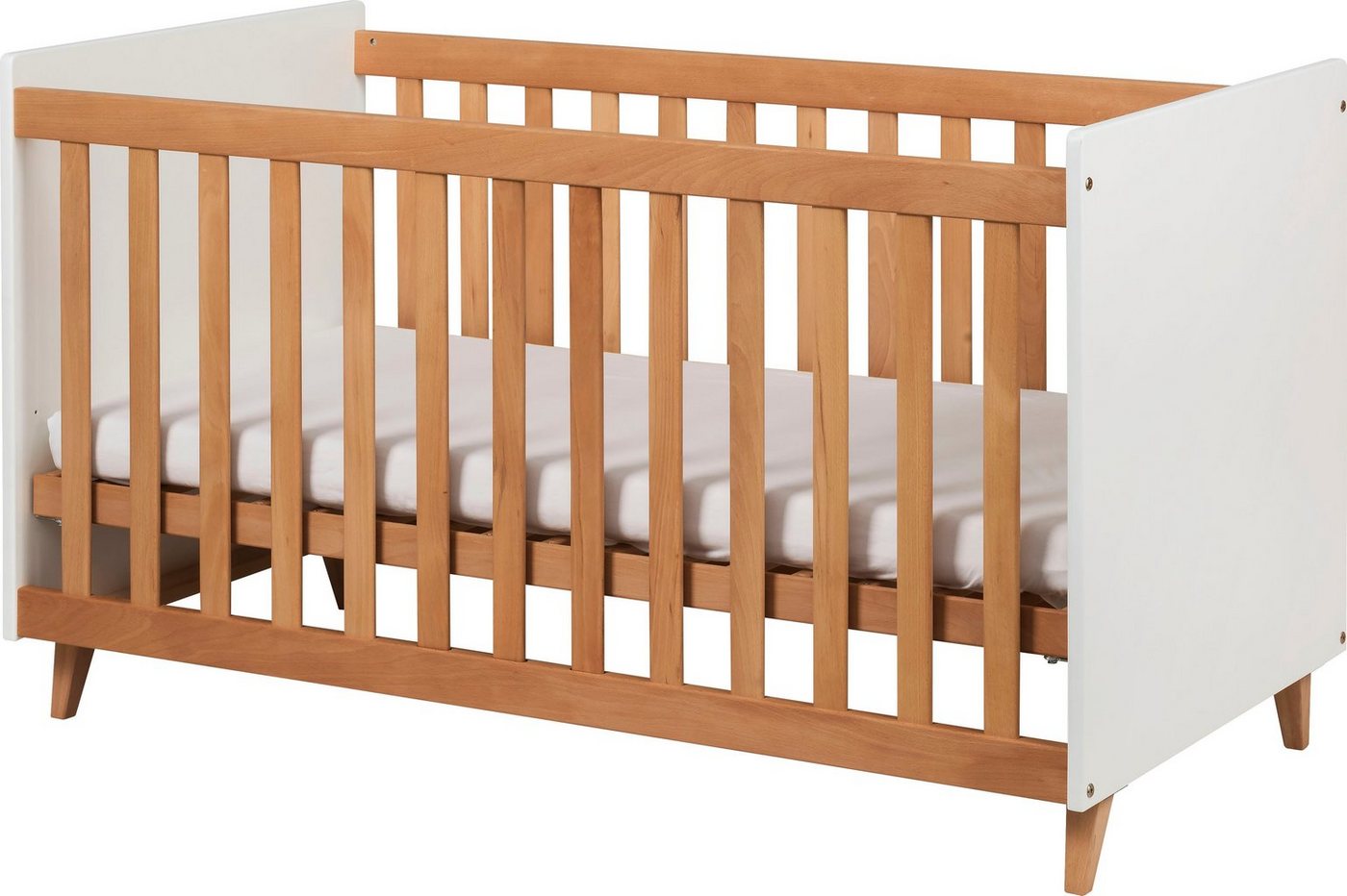 Lüttenhütt Babybett Infanscolor, Babybett 70x140 cm, höhenverstellbar mit Lattenrost 3 Schlupfsprossen von Lüttenhütt