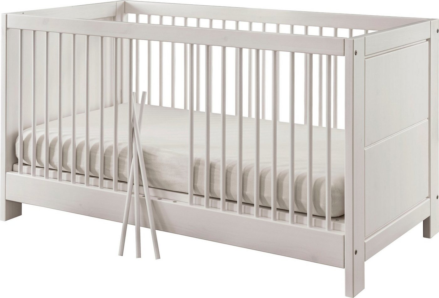 Lüttenhütt Babybett Lüttenhütt Vita, Kinderbett 70x140 cm höhenverstellbar mit Lattenrost + Schlupfsprossen von Lüttenhütt