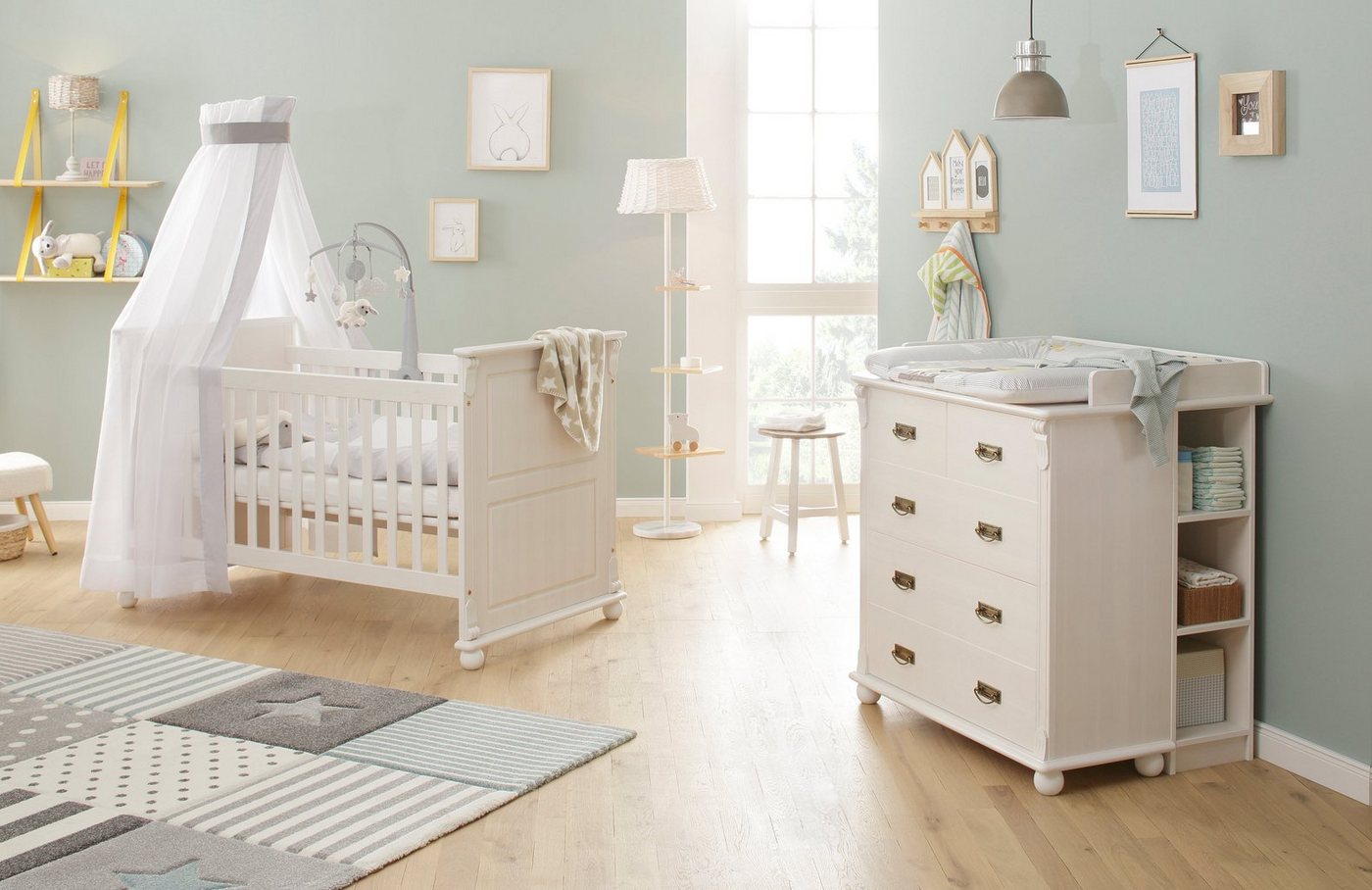 Lüttenhütt Babymöbel-Set Aimo, (Spar-Set, 2-St., Kinderbett, Wickelkommode), aus Massivholz, FSC®-Holz aus gewissenhaft bewirtschafteten Wäldern von Lüttenhütt