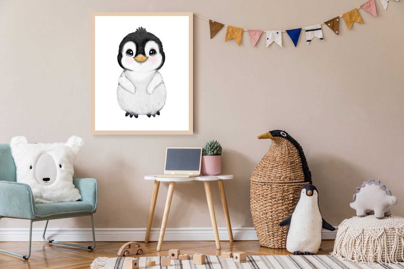 Lüttenhütt Bild mit Rahmen oder Poster, Süßer Pinguin, Fantasy, Pinguine, Tiere (1 St), HD Premium Druck von Lüttenhütt