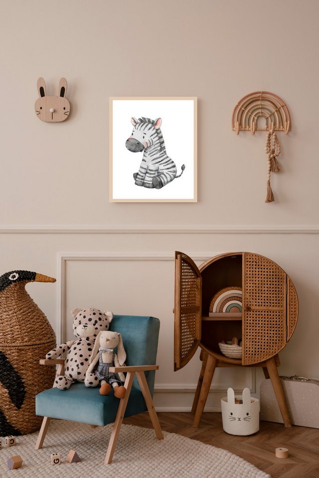 Lüttenhütt Bild mit Rahmen oder Poster, Zebra, Fantasy, Tiere, Zebra Bilder (1 St), HD Premium Druck von Lüttenhütt