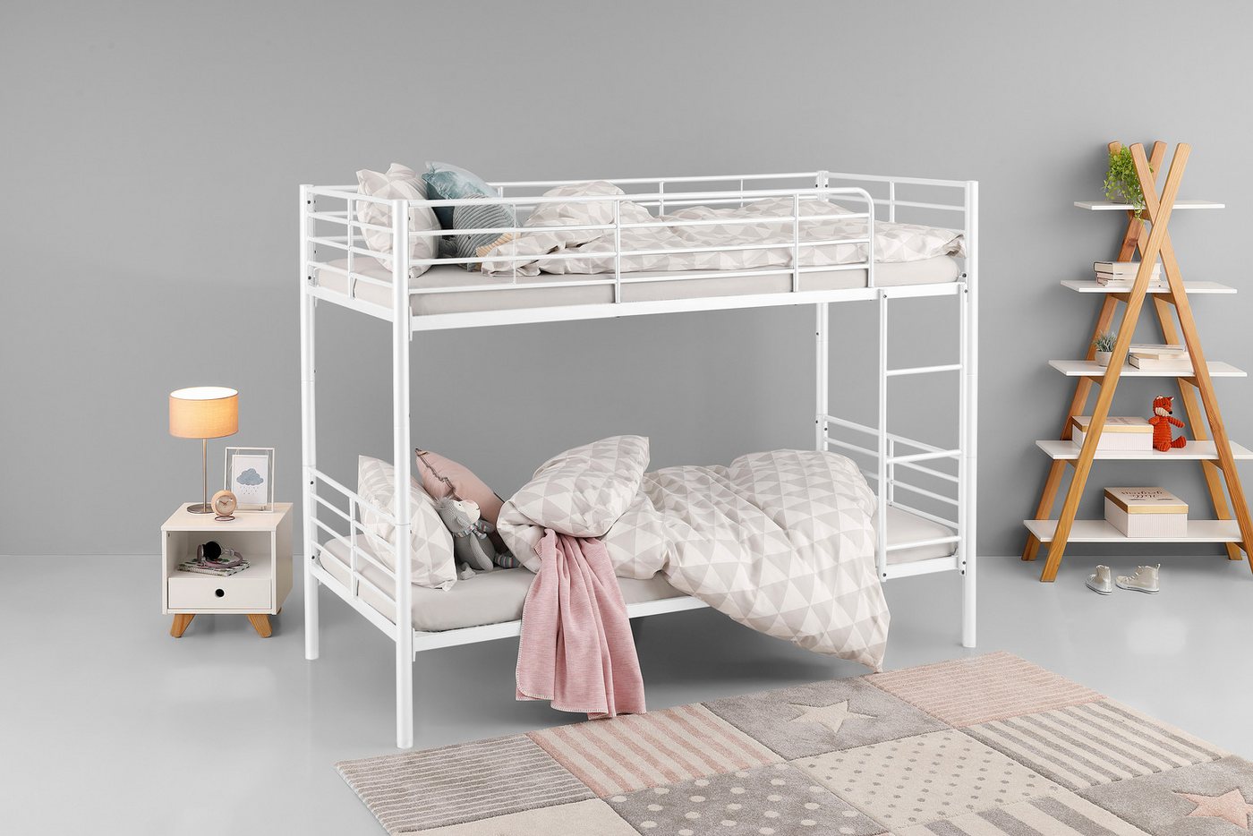 Lüttenhütt Etagenbett Hayo, Metallbett, Stockbett, in mehreren Farben, schlicht und elegant, teilbar zu zwei Einzelbetten, perfekt für kleine Räume von Lüttenhütt