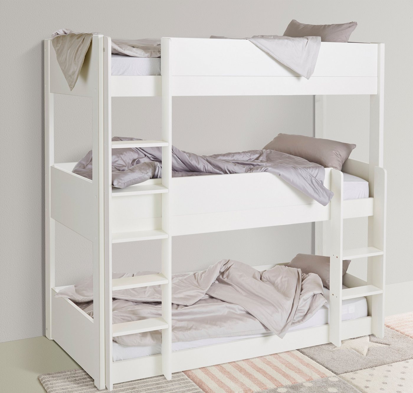 Lüttenhütt Etagenbett TIPO BESTSELLER! Stockbett, Hochbett, Bodenbett, platzsparend (Leitern beidseitig montierbar), mit 3 Schlafplätzen, FSC® zertifiziertes Massivholz (Kiefer) von Lüttenhütt