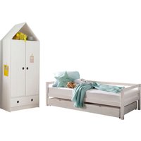 Lüttenhütt Jugendzimmer-Set "Alpi", (Spar-Set, 2 St.), Daybed mit 2. Liegefläche + Kleiderschrank in Hausoptik, platzsparend von Lüttenhütt