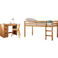 Lüttenhütt Jugendzimmer-Set "Alpi", (Spar-Set, 2 St.), Hochbett und Schreibtisch mit Stauraum, perfekt für kleine Räume von Lüttenhütt