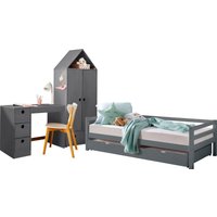 Lüttenhütt Jugendzimmer-Set "Alpi" Spar-Set, 3 Stk. tlg. Daybed, Schreibtisch mit Stauraum und Kleiderschrank in Hausoptik von Lüttenhütt