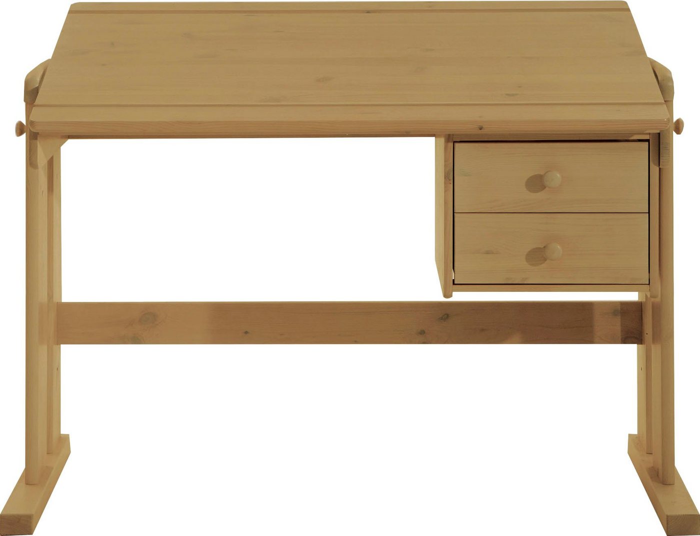 Lüttenhütt Kinderschreibtisch Hein, Schreibtisch in Kiefer massiv, höhenverstellbar mit Schubladen von Lüttenhütt