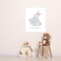 Lüttenhütt Bild mit Rahmen "oder Poster, Großer Hase und Hasenkind", Fantasy-Hase-Hasen-Tiere-Liebessprüche-Schriftzug, (1 St.), HD Premium Druck von Lüttenhütt