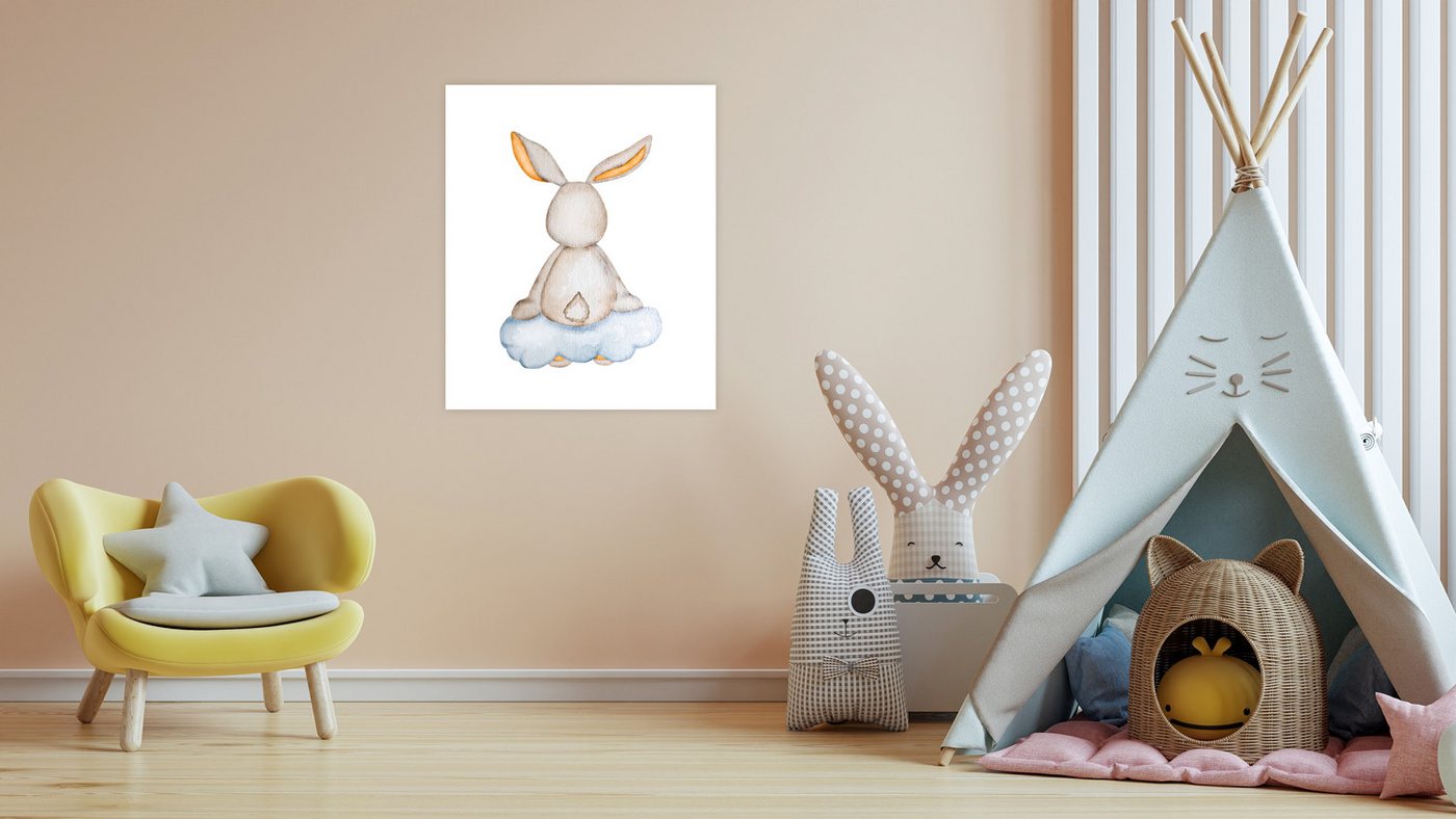 Lüttenhütt Bild mit Rahmen oder Poster, Hase auf Wolke, Fantasy, Hase, Hasen, Tiere (1 St), HD Premium Druck von Lüttenhütt